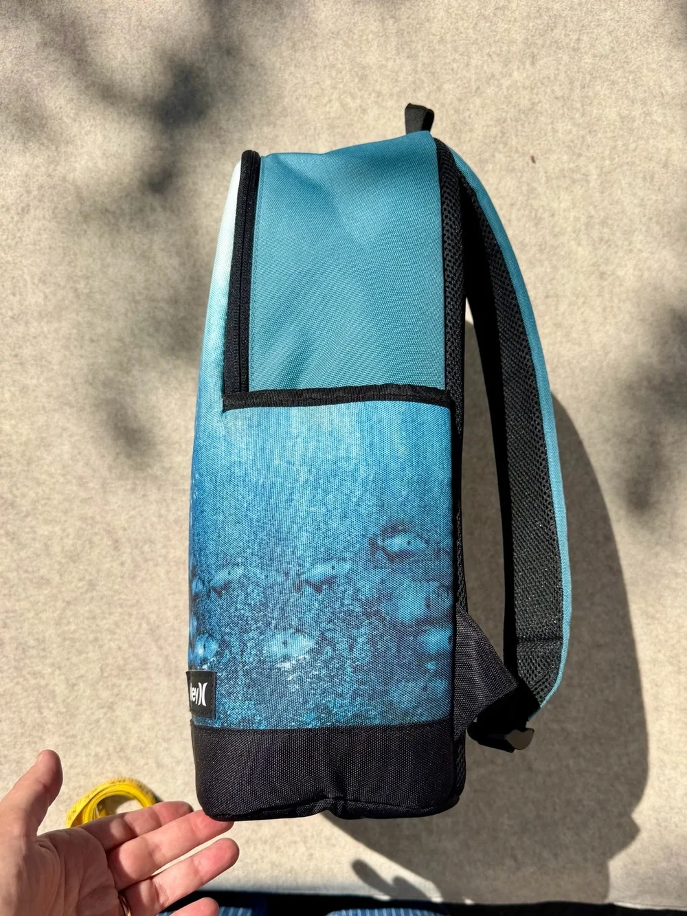 Hurley Blue and Black Shark Print Backpack for Men